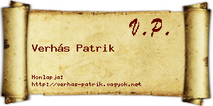 Verhás Patrik névjegykártya